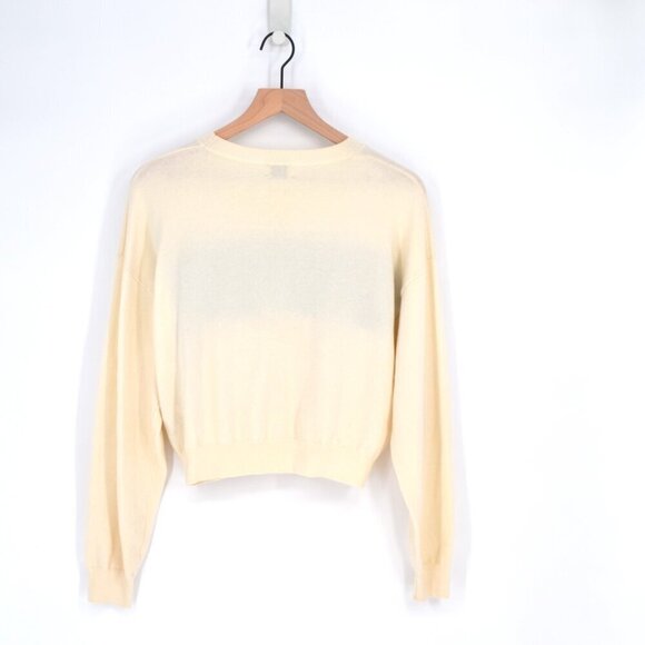 Aritzia Sunday Best Wool Blend Crewneck Sweater Color Block Cream Navy Women's S - Picture 2 of 5